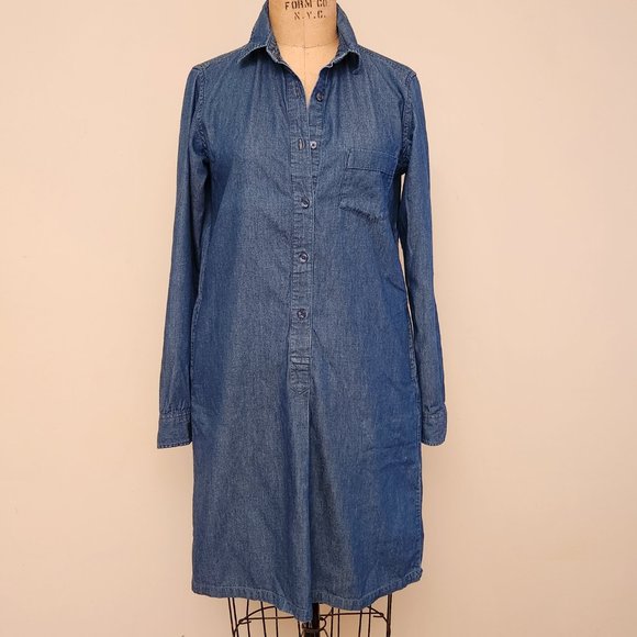uniqlo denim shirt dress UNIQLO JW ANDERSON Open-collar denim shirt dress WOMEN 484523 NWT